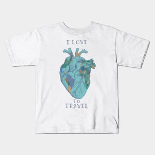 world map heart Kids T-Shirt